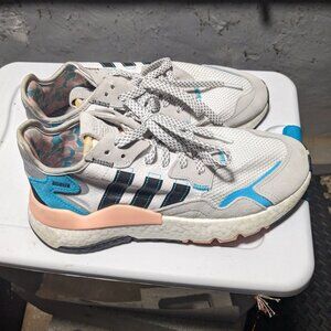 ADIDAS NITE JOGGER WHITE CORE BLACK AQUA BLUE PINK ULTRA BOOST